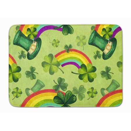 Jensendistributionservices Watercolor St Patricks Day Lucky Leprechan Machine Washable Memory Foam Mat MI2550808